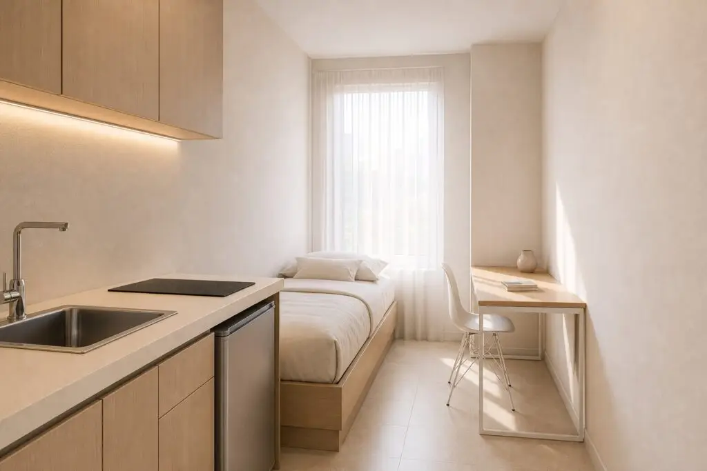 Estudio HQ Base de 16 m² con cocina integrada y baño privado en Alcoy